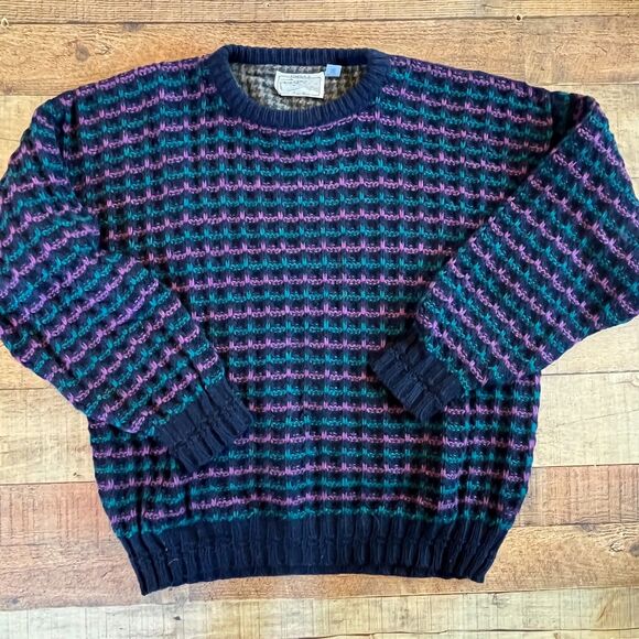 Donegal II Jamie Burns Vintage Sweater 100% Hand Loomed Wool Ireland Blue - Picture 6 of 7
